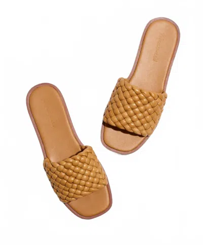 Madewell Women's Suzi Slide Sandal In Woven Leather Toffee In Multi
