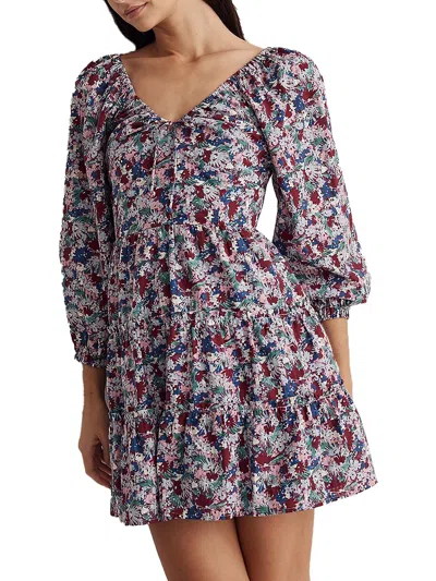 Madewell Womens Floral Tiered Mini Dress In Multi