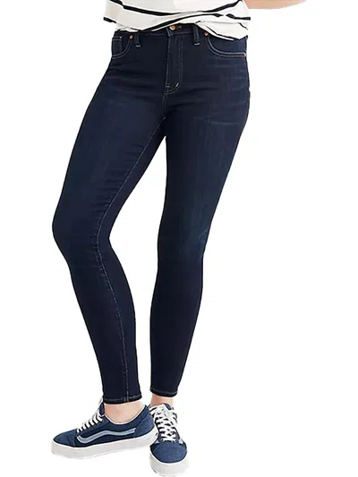 Madewell Womens High Rise Dark Wash Skinny Jeans In Blue