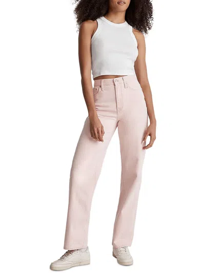 Madewell Womens High Rise Solid Wide Leg Jeans In Pink