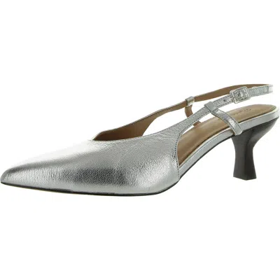 Madewell Womens Metallic Pointed Toe Kitten Heels In Silver