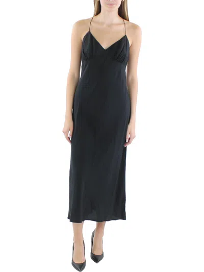 Madewell Womens Midi Solid Slip Dress In Black