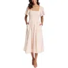 Madewell Womens Smocked Linen Midi Dress