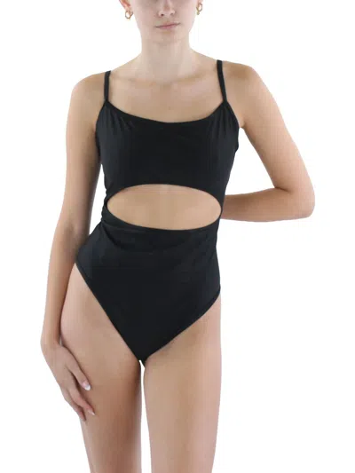 Madewell Womens Solid Recycled Polyester One-piece Swimsuit In Black
