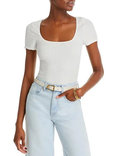 Madewell Womens Textured Square Neck Pullover Top In White
