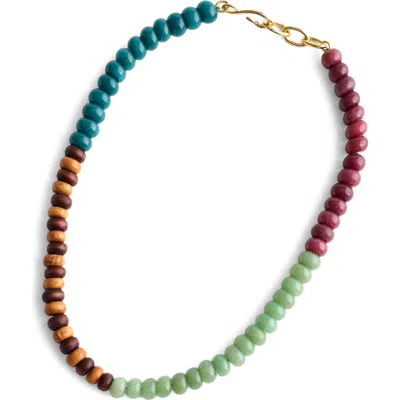 Madewell Semiprecious Wood Beaded Choker Necklace In Multi