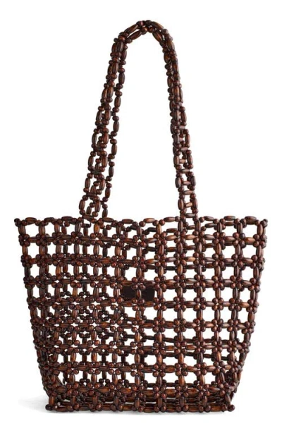 Madewell Wood Beaded Tote In Brown