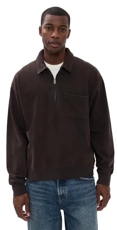 Madewell Woodland Quarter Zip Polo Molasses In Brown