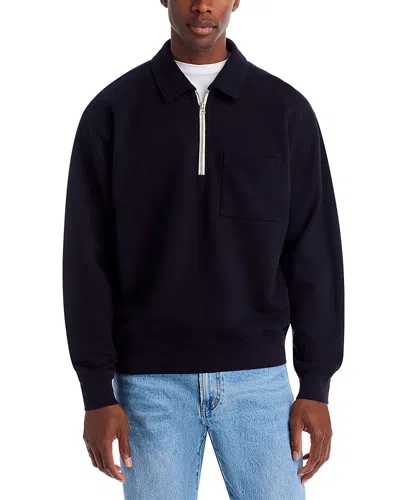 Madewell Woodland Quarter Zip Polo Shirt In Blue