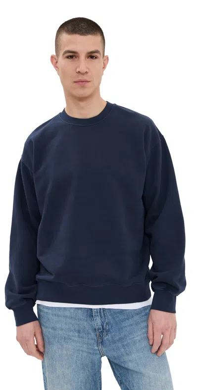 Madewell Woodland Reverse Crew Neck Sweatshirt Dark Baltic