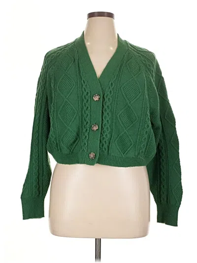 Pre-owned Madewell Wool Cardigan Sweater In Green