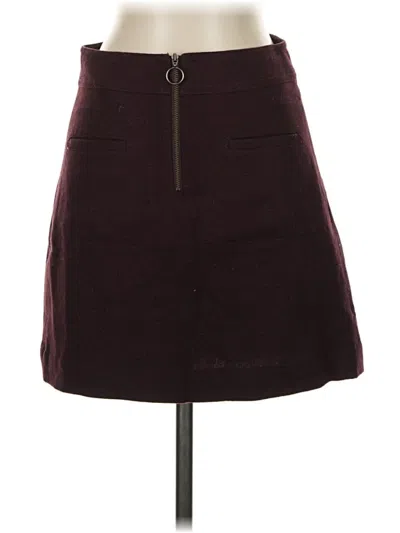 Pre-owned Madewell Wool Skirt In Burgundy