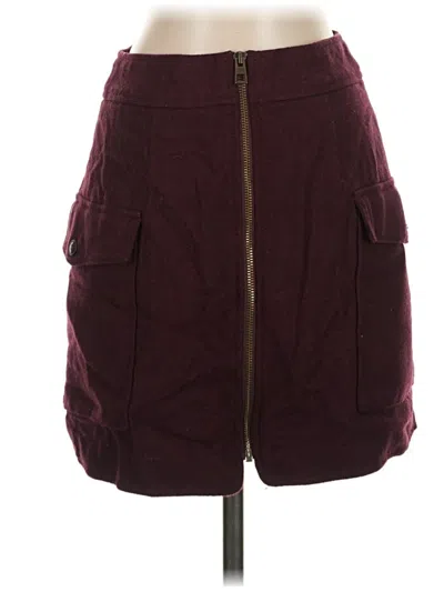 Pre-owned Madewell Wool Skirt In Burgundy