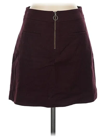 Pre-owned Madewell Wool Skirt In Burgundy