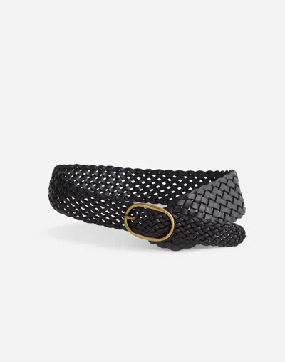 Madewell Woven Leather Hip Belt In Black