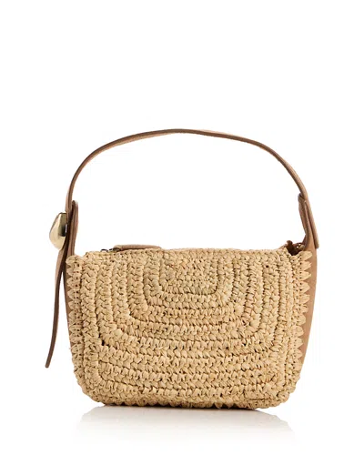 Madewell Woven Raffia Sculpted Metal Wristlet Bag In Brown