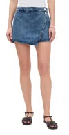 Madewell Denim Micro Mini Wrap Skort In Northam Wash