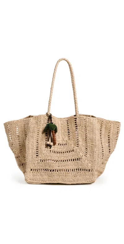 Madewell X Shopbop Large Eyelet Raffia Tote W/ Bag Charm Natural In Neutral