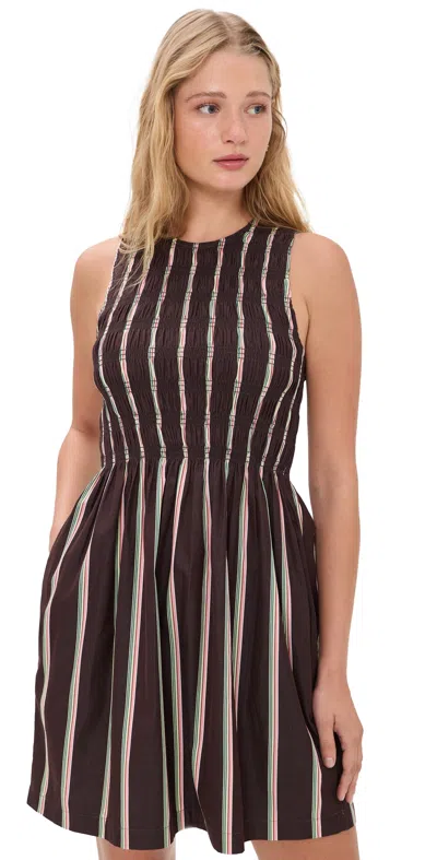 Madewell X Shopbop Selena Mini Dress Retro Stripe Burnt Cocoa In Brown