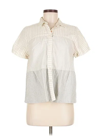 Pre-owned Madewell X The New Denim Project Short Sleeve Blouse In White