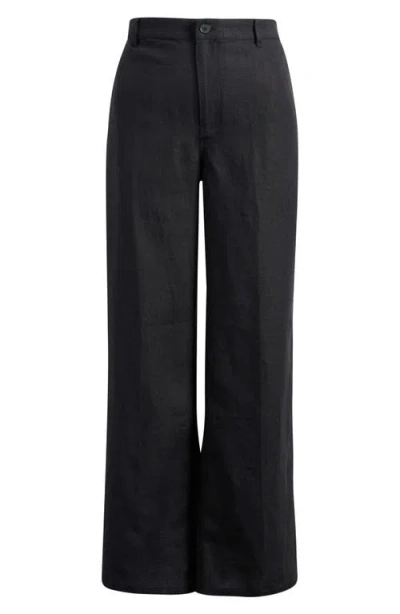 Madewell Zoe Relaxed Straight Leg Linen Pants In Black