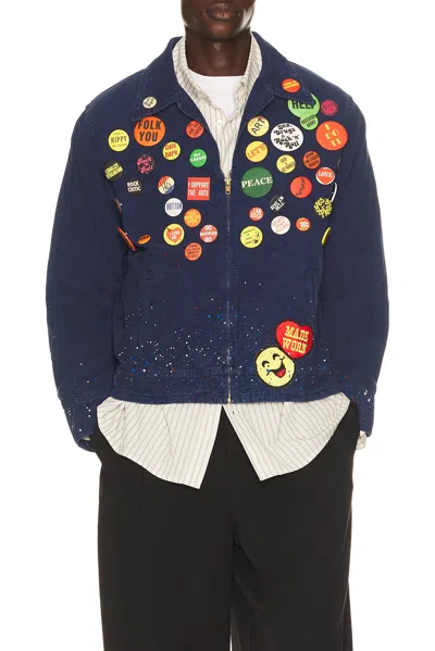 Madeworn Button Ban Jacket In Royal Fade