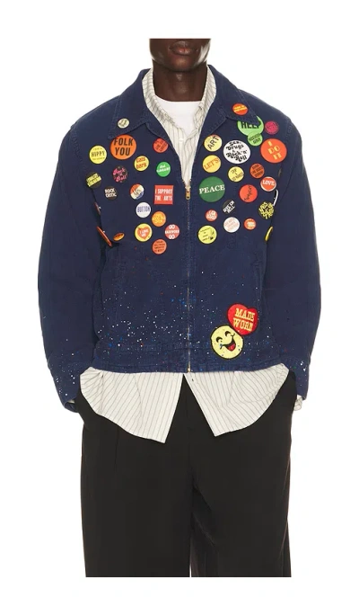 Madeworn Button Ban Jacket In Royal Fade