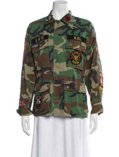 Pre-owned Madeworn Camouflage Print Utility Jacket In Green