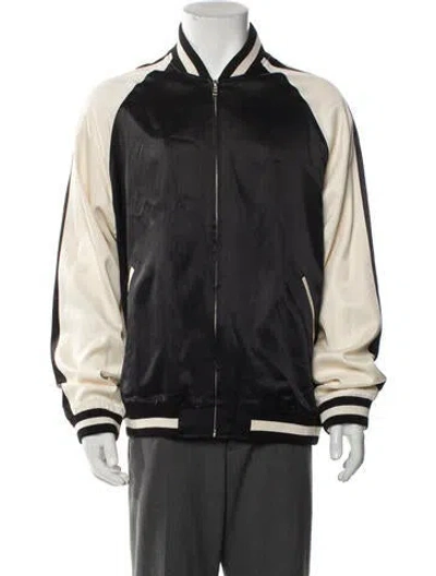 Pre-owned Madeworn Colorblock Pattern Bomber Jacket In Black