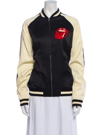 Pre-owned Madeworn Colorblock Pattern Bomber Jacket In Blue