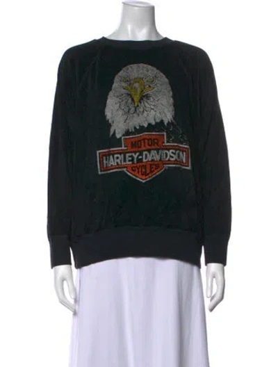 Pre-owned Madeworn Graphic Print Crew Neck Sweatshirt In Black