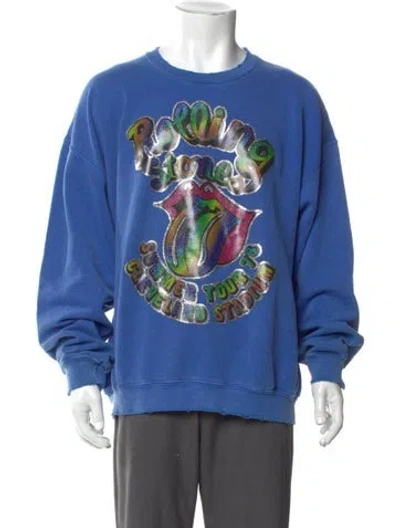 Pre-owned Madeworn Graphic Print Crew Neck Sweatshirt In Blue