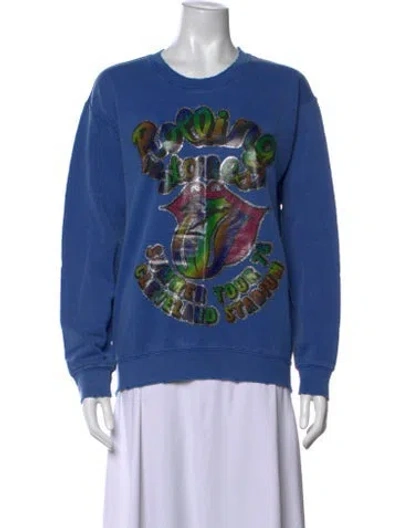 Pre-owned Madeworn Graphic Print Crew Neck Sweatshirt In Blue