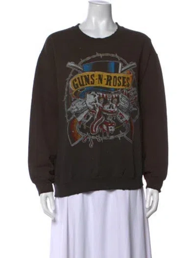 Pre-owned Madeworn Graphic Print Crew Neck Sweatshirt In Brown