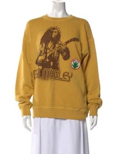 Pre-owned Madeworn Graphic Print Crew Neck Sweatshirt In Yellow