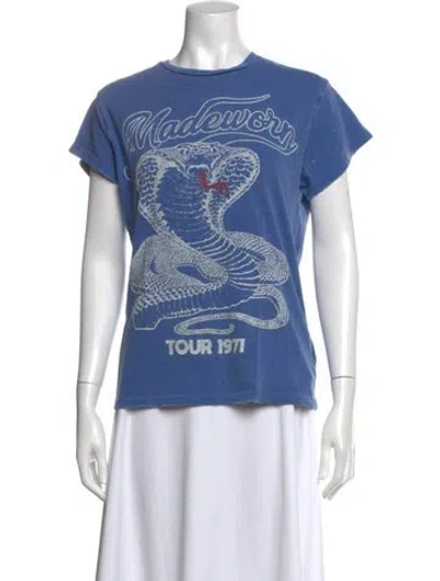 Pre-owned Madeworn Graphic Print Crew Neck T-shirt In Blue