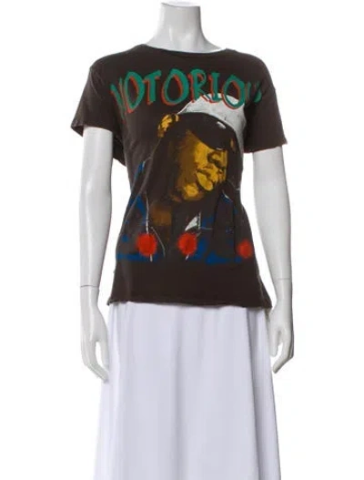 Pre-owned Madeworn Graphic Print Crew Neck T-shirt In Brown