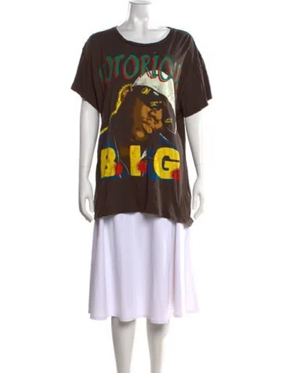 Pre-owned Madeworn Graphic Print Crew Neck T-shirt In Brown