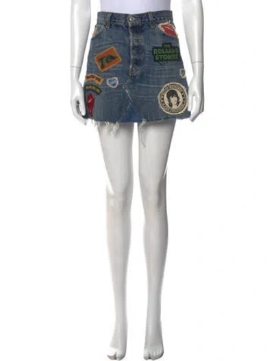 Pre-owned Madeworn Graphic Print Mini Skirt In Blue