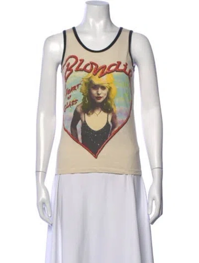 Pre-owned Madeworn Graphic Print Scoop Neck Top In Neutrals