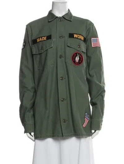 Pre-owned Madeworn Graphic Print Utility Jacket In Green
