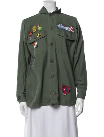 Pre-owned Madeworn Graphic Print Utility Jacket In Green