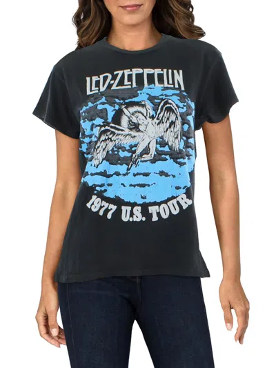 Madeworn Led Zeppelin Womens Cotton Ditressed Graphic T-shirt In Black