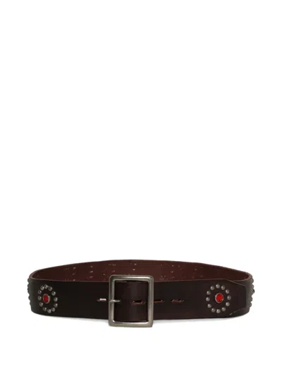 Madeworn Live Free Stud-embellished Belt In Brown