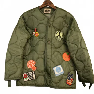 Madeworn Men's Love Is Free Liner Jacket In Washed Army In Green