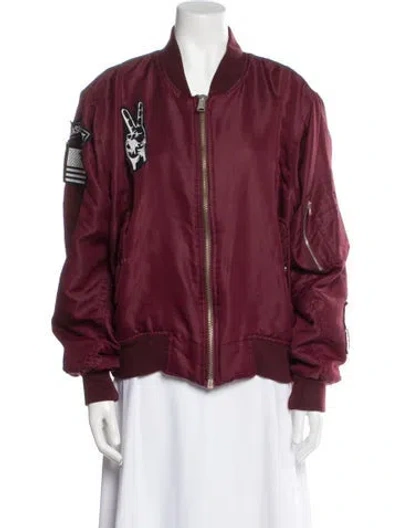 Pre-owned Madeworn Nylon Bomber Jacket In Burgundy