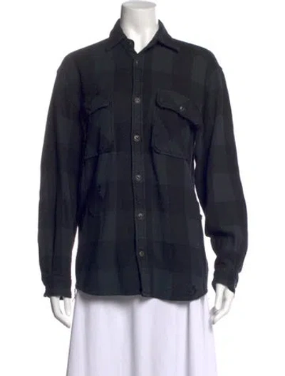 Pre-owned Madeworn Plaid Print Long Sleeve Button-up Top In Black