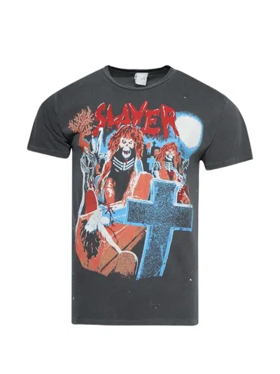 Madeworn Printed Distressed T-shirt In Gray