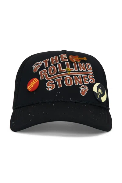 Madeworn Rolling Stones Graphic-print Mesh-panel Cap In Black