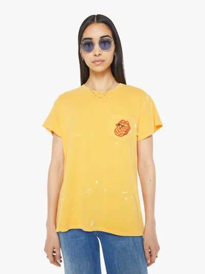 Madeworn Rolling Stones Pocket T-shirt Goldenrod T-shirt In Yellow